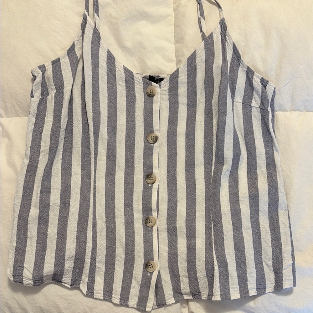 Dynamite Linen Striped Button-Down Top